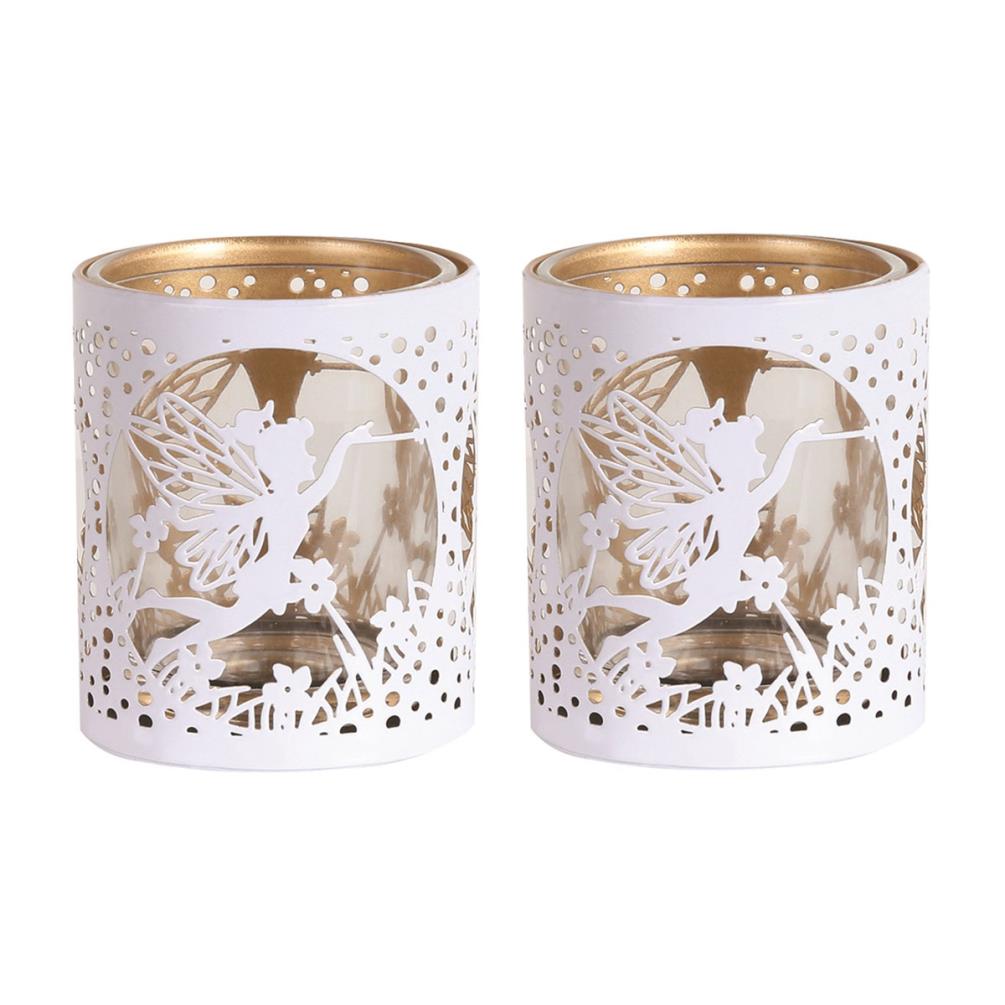 Aroma White & Gold Fairy 2 Tealight & Votive Holder Set Extra Image 1